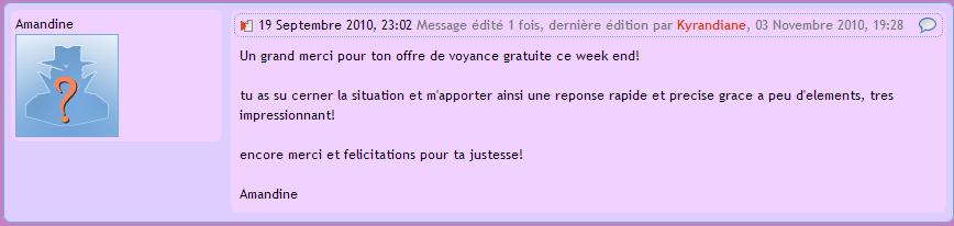 Amandine merci retour voyance