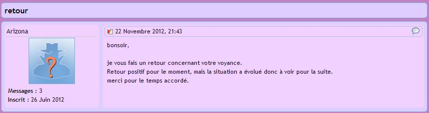 Arizona retour de voyance positif