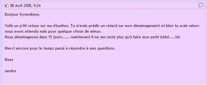 Sandra retour voyance demenagement réussi